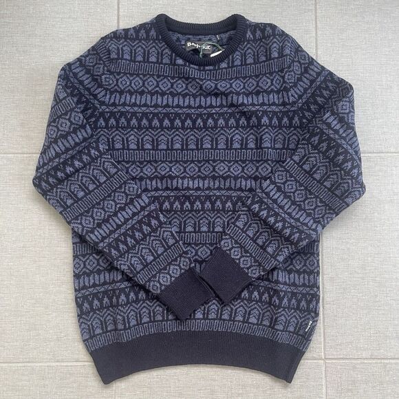 BARBOUR Stonebeck Fair Isle Crew Neck Sweater Small Blue NEW Wool Winter Ski - Picture 1 of 7